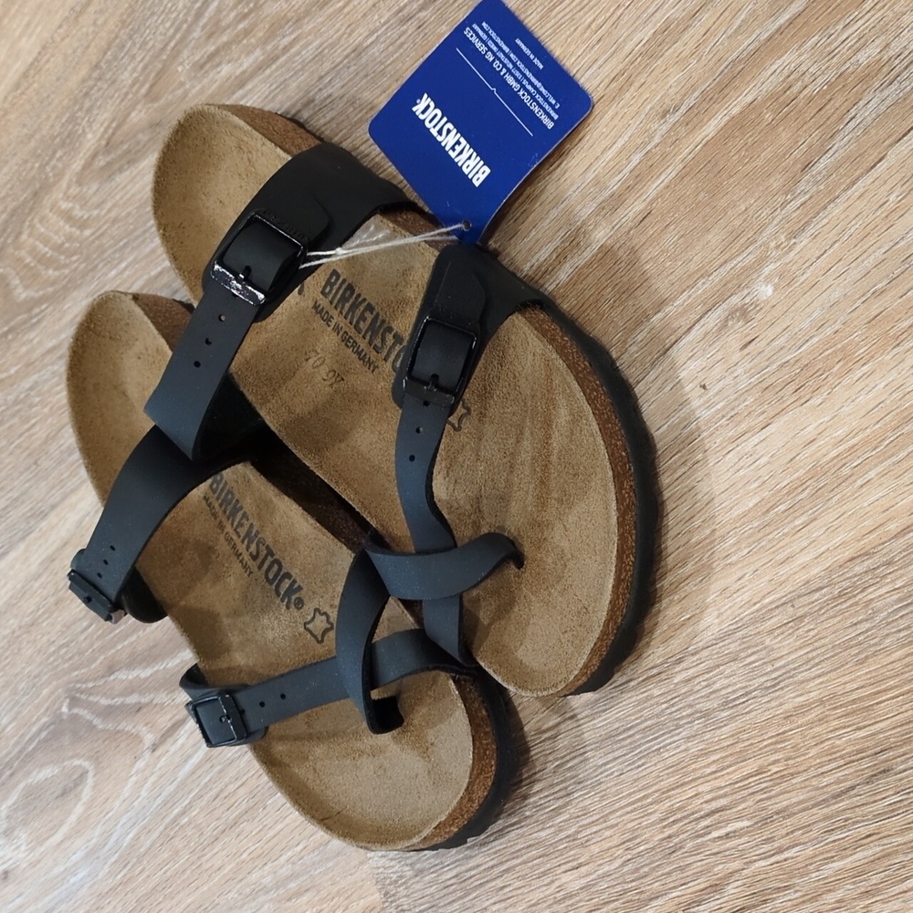 ⭐🩴⚫🌺NWT Birkenstock Women's Black leather strap Sandals size 37, L6 M4⭐🩴⚫🌺